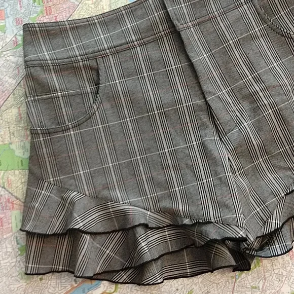 Derek Lam 10 Crosby Plaid Ruffled Short NWT